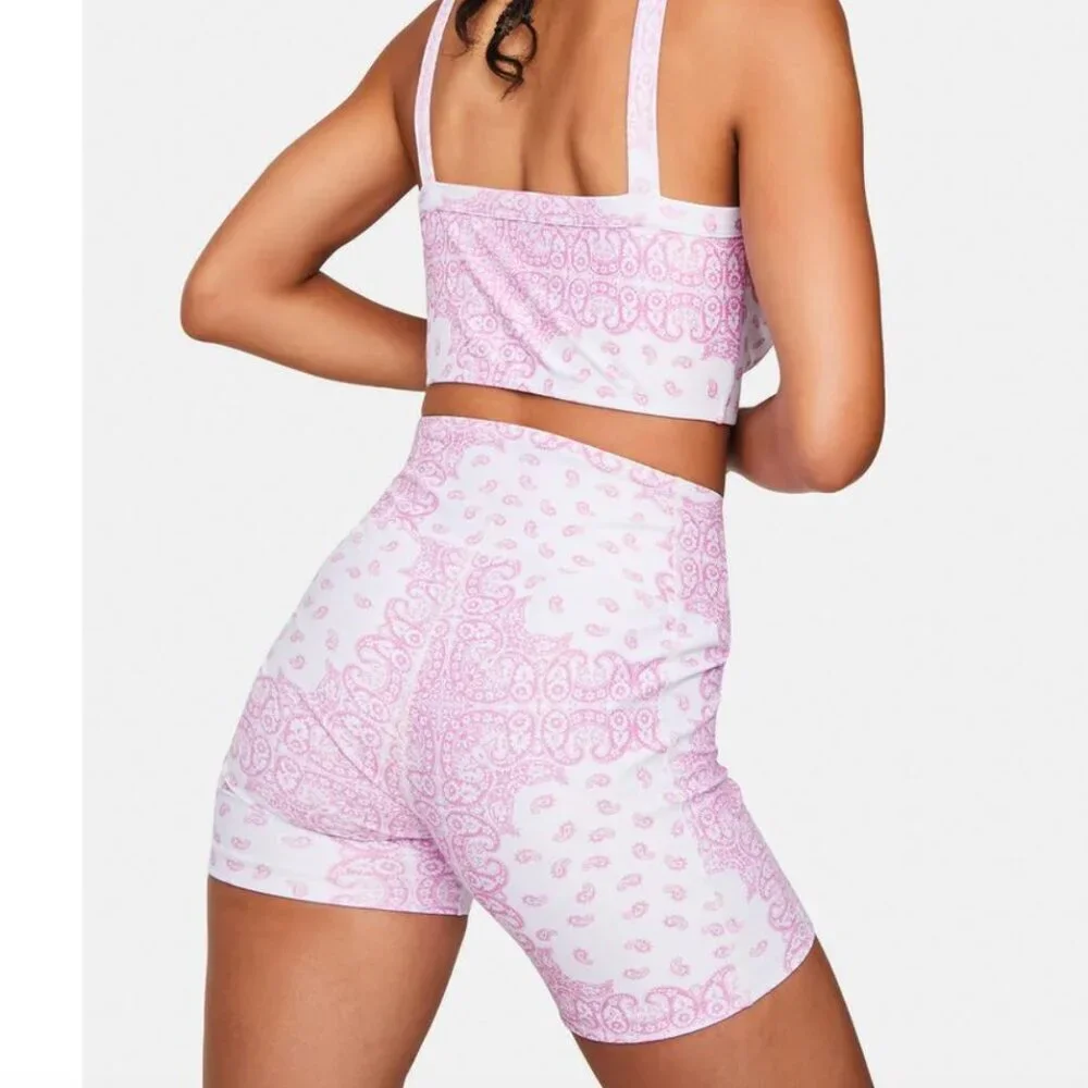 Year of Ours Bandana Bike Shorts Pink Paisley​ - Picture 8 of 8